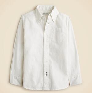 Crewcuts J.Crew Long Sleeve Shirt Boys 2 White Cotton Button Down Chest Pocket